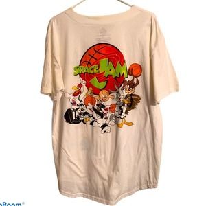 SPACE JAM SHIRT White Looney Tunes Large Baseball